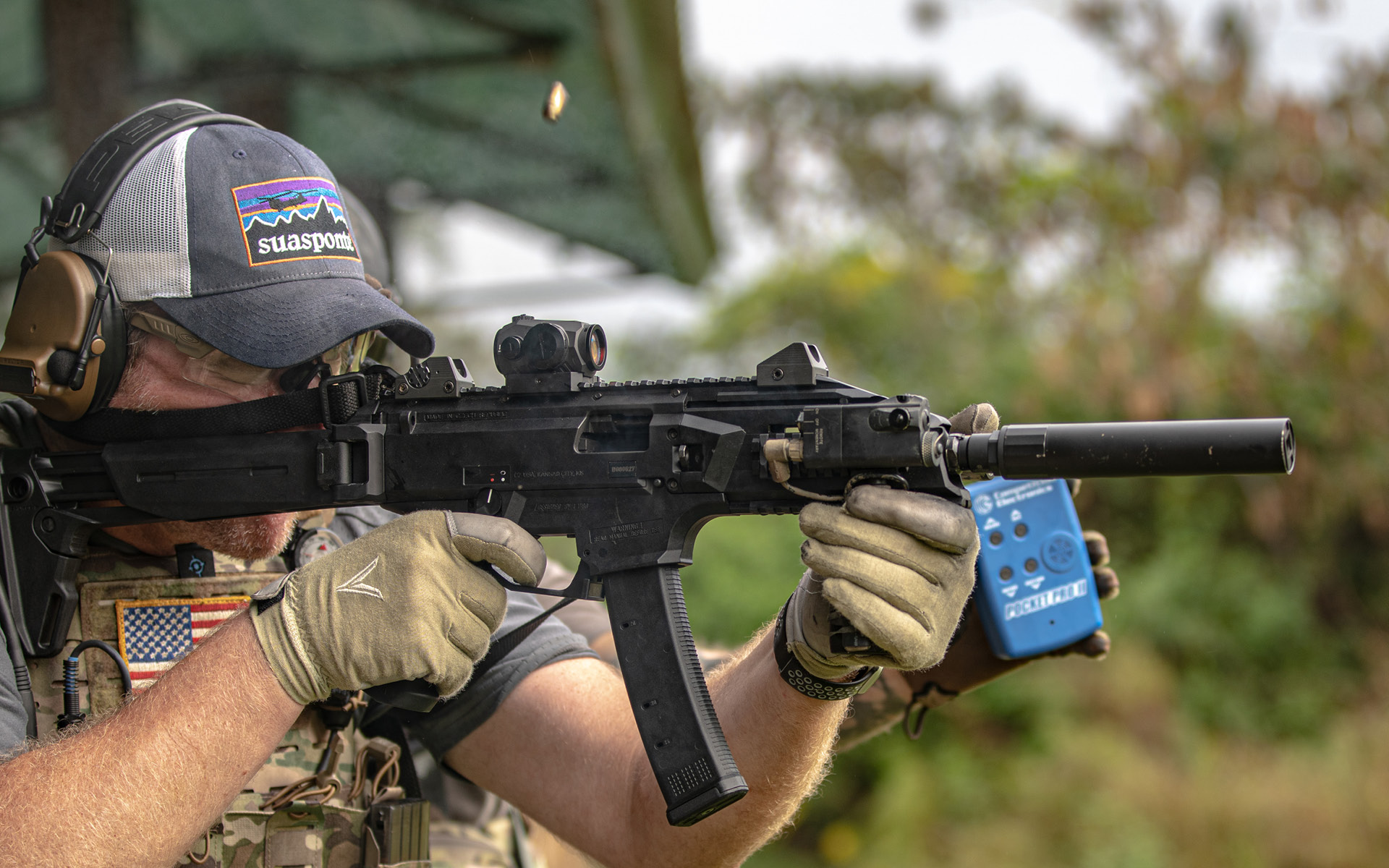 Firing submachine gun at the Range