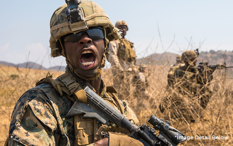 Marine fire team conducting offensive operations during the Supersquad Competition at Marine Corps Base Camp Pendleton uses Quick Release Buckle on Vickers Sling