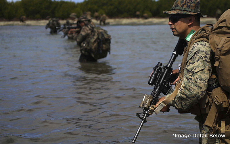 The rotational deployment of U.S. Marines in Darwin use RMFL railed fore end attachment on M4