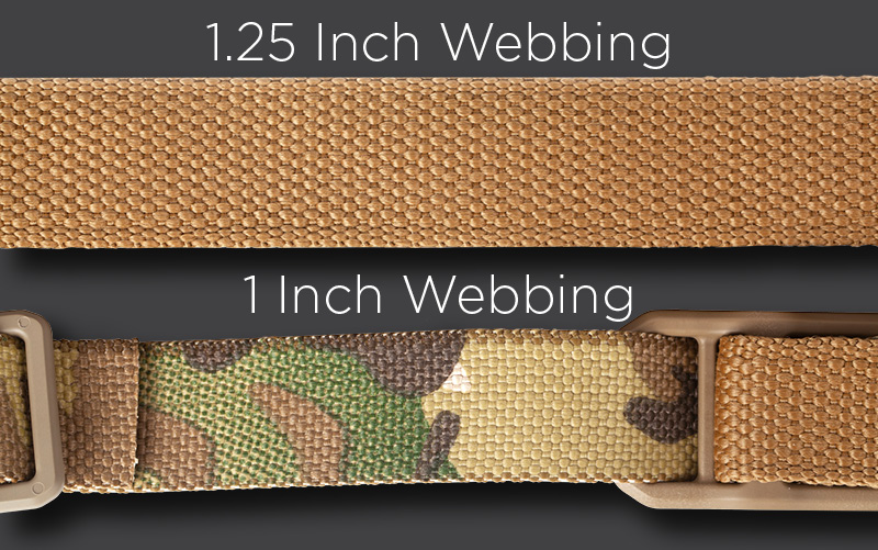Vickers One Sling 1 inch Webbing versus 1.25 inch webbing
